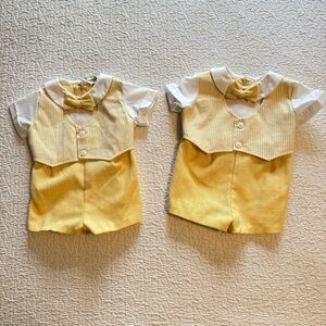 Baby Boy Twins Vintage Good Lad Baby Boys' Yellow Romper outfit Set 6-9 Months
